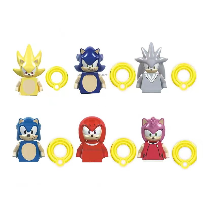 Model Kit Sonic - Set di 6 Pezzi Anime Sonic